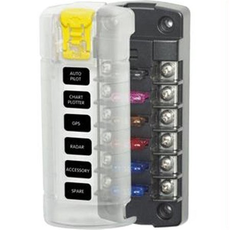 LIVEWIRE Blue Sea  ST Blade Fuse Block w/Cover - 6 Circuit Independent w/o Negetive Bus LI57467